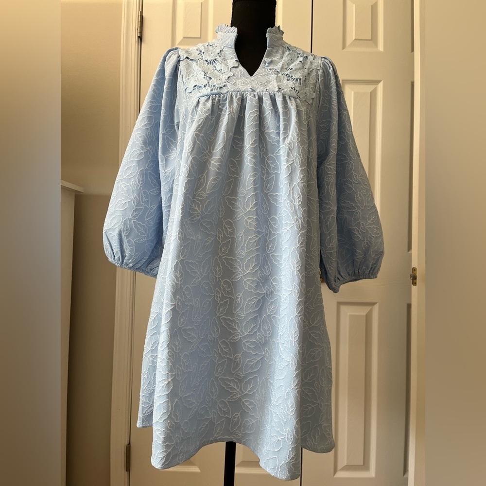 Light Blue Floral Babydoll Dress Large